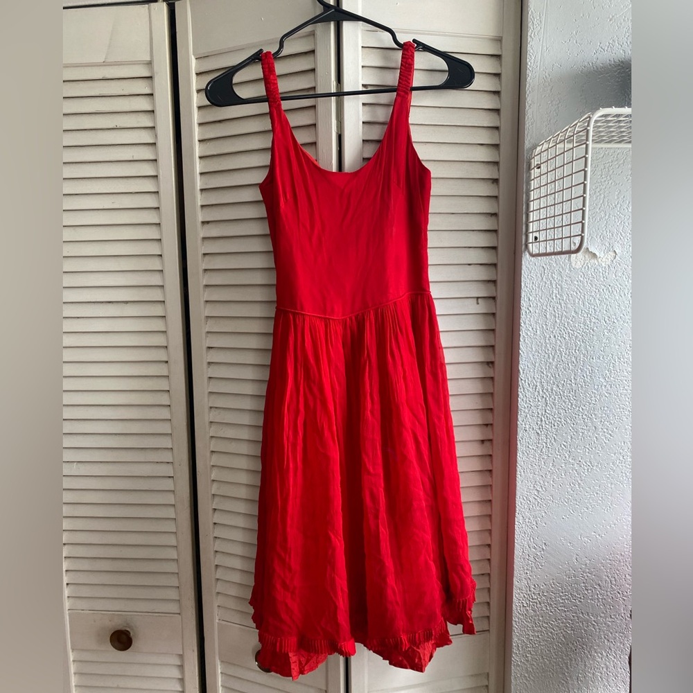 1950s Chiffon Fit n Flare formal red dress